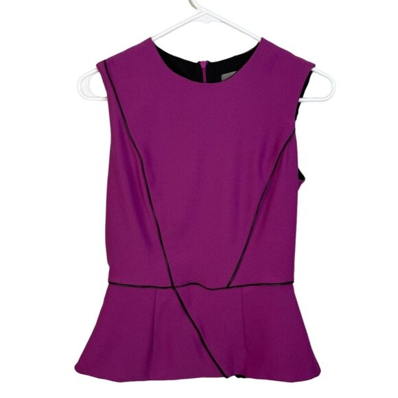 Hunter Dixon Women's Peplum Sleeveless Blouse Size 2 Zipper Detail Fitted - Picture 1 of 5